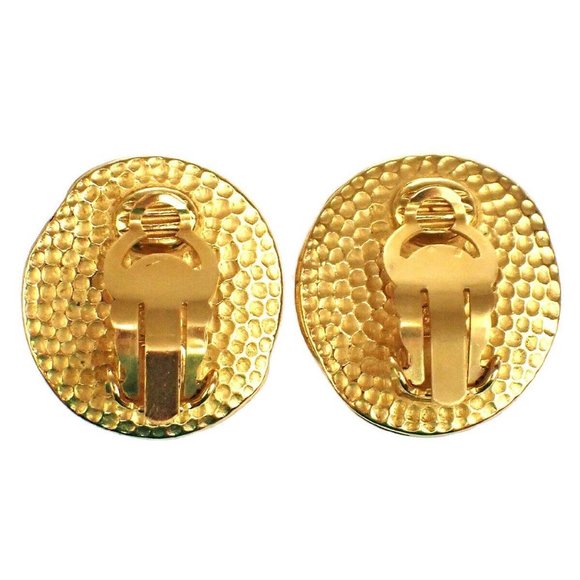 CHANEL CC Round Button Earrings Clip-On 96P Gripoix Clear GHW France - Picture 6 of 8